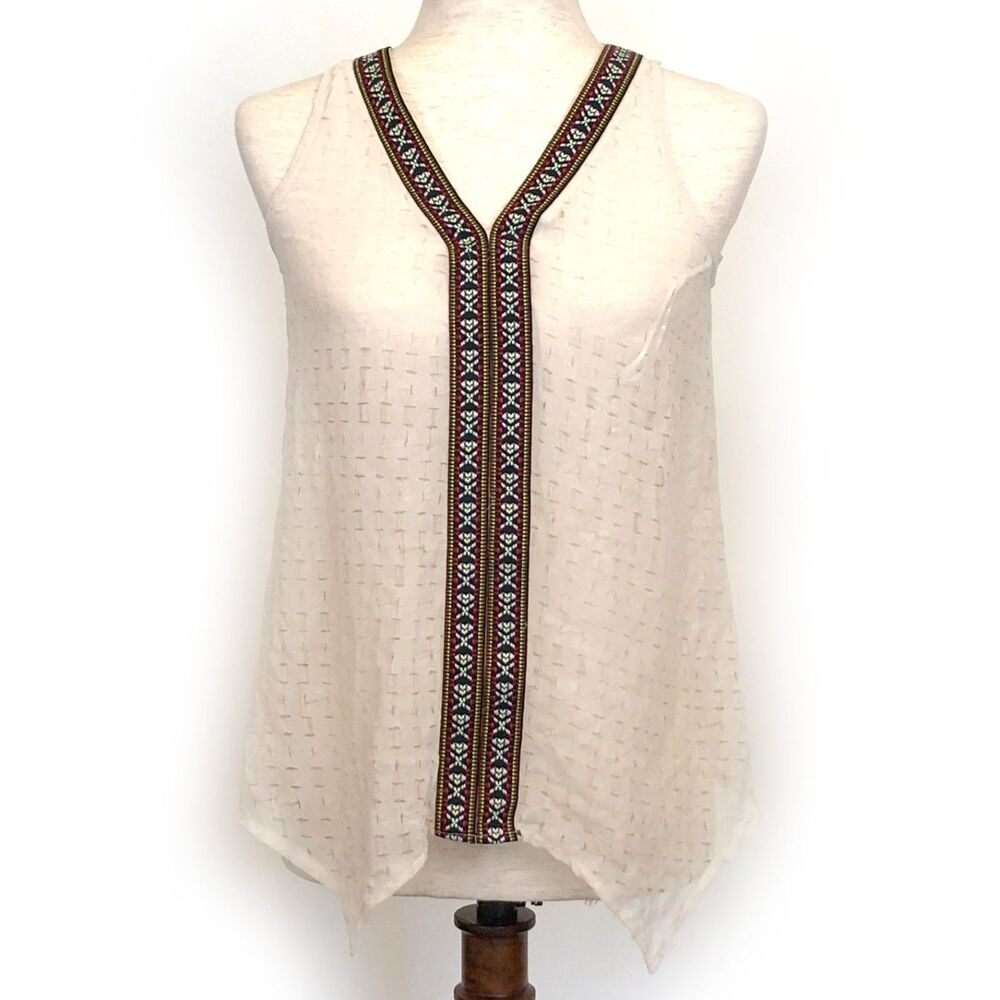 Impeccable Pig Sheer Sleeveless Slashed Top Small